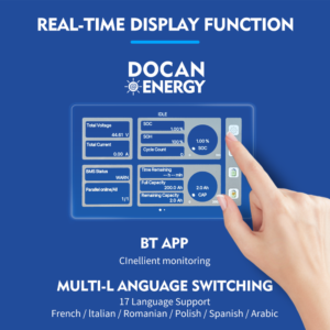 DOCAN ENERGY 32kWh-51.2V-PD real-time battery monitoring touchscreen display