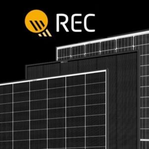 REC AA Pure-RX 460 W with black frame and black back sheet. 88 half-cut bifacial REC cells