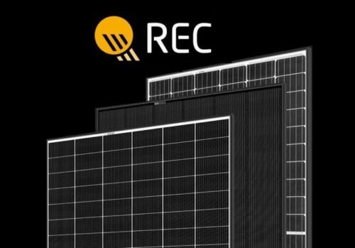 REC AA Pure-RX 460 W with black frame and black back sheet. 88 half-cut bifacial REC cells