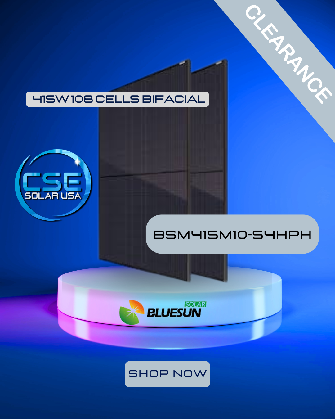 Bluesun 415W Solar Panel 108 Cells Bifacial