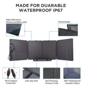 EcoFlow 110-Watt Portable Solar Panel, Foldable Solar Charger Chainable for Power Station Generator, Waterproof for Outdoors