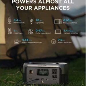 EcoFlow 300W Output/600W Peak Push-Button Start Solar Generator RIVER 2 with 110W Solar Panel for Home Backup Power, Camping, RVs