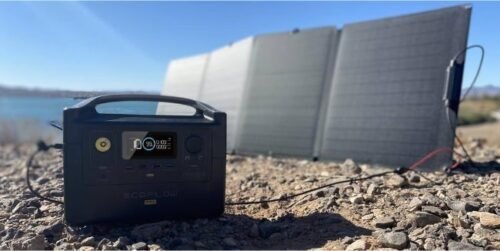 EcoFlow 600W Output/1200W Peak Push-Button Start Solar Generator RIVER Pro with 110W Solar Panels 2 for Home, Camping and RVs