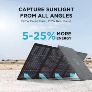 EcoFlow 220-Watt Monocrystalline Silicon Solar Panel with 21.8-Volt Output Waterproof IP68 Solar Charger for Solar Generator