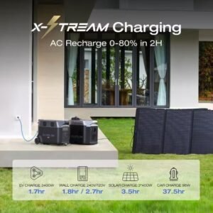 EcoFlow Battery Solar Generator DELTA Pro 3600Wh Solar, 3600W Output, LFP Power Station, Home Backup, Camping, Push-Button Start