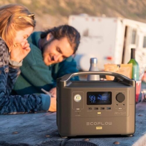 EcoFlow 600W Output/1200W Peak Push-Button Start Solar Generator RIVER Pro with 110W Solar Panels 2 for Home, Camping and RVs