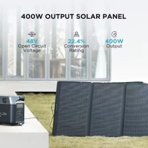 EcoFlow 400-Watt Monocrystalline Silicon Portable Solar Panel with 48-Volt Output for Power Station Generator, IP68