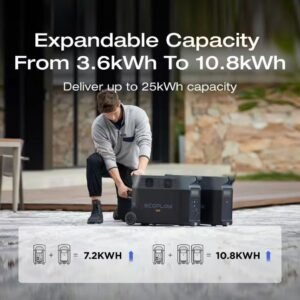 EcoFlow Battery Solar Generator DELTA Pro 3600Wh Solar, 3600W Output, LFP Power Station, Home Backup, Camping, Push-Button Start
