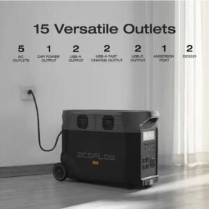 EcoFlow Battery Solar Generator DELTA Pro 3600Wh Solar, 3600W Output, LFP Power Station, Home Backup, Camping, Push-Button Start