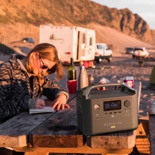 EcoFlow 600W Output/1200W Peak Push-Button Start Solar Generator RIVER Pro with 110W Solar Panels 2 for Home, Camping and RVs