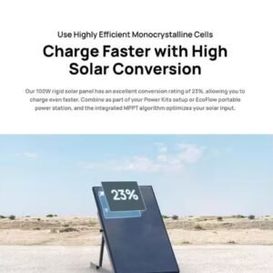 EcoFlow 2 Pcs 100-Watt Monocrystalline Silicon Rigid Solar Panel for Power Station Generator, IP68