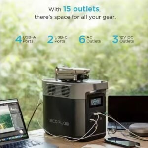 EcoFlow Battery Generator DELTA 2 Solar Generator, 1800W Output, 1024Wh LFP Power Station, Home Backup, Camping, Push-Button Start