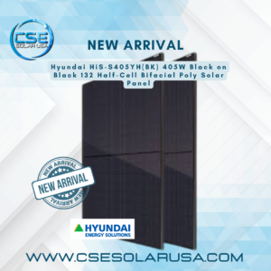 Hyundai HiS-S405YH(BK) 405W Black on Black 132 Half-Cell Bifacial Poly Solar Panel