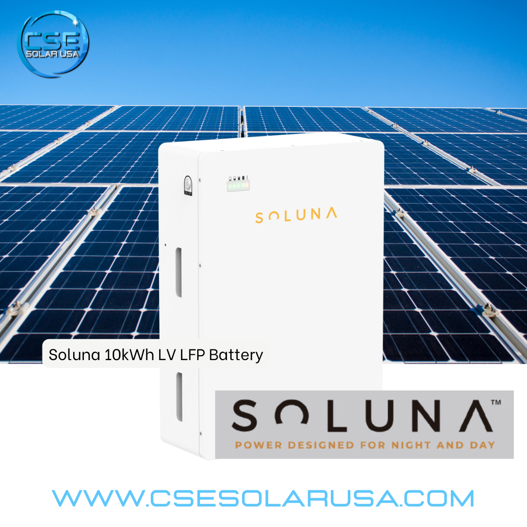 Soluna 10K Pack LV 10 kWh lithium-ion battery, certified for safety and performance, suitable for indoor and outdoor use.