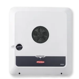 close-up view of white Fronius GEN24 3.8kW hybrid string inverter