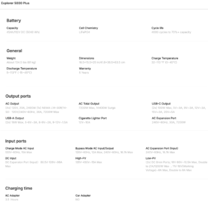 Explorer 5000 Plus Specification