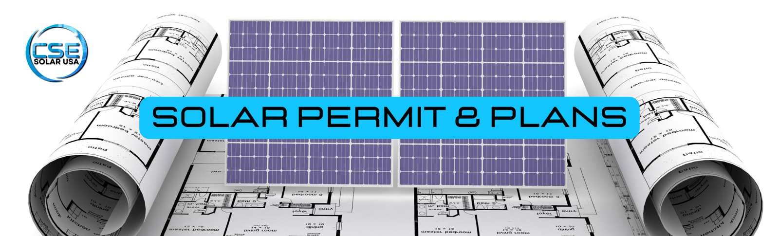 Solar permit plans and engineering services banner for residential and commercial solar projects including PV layouts, electrical diagrams, structural calculations, and AHJ-ready permit documentation.