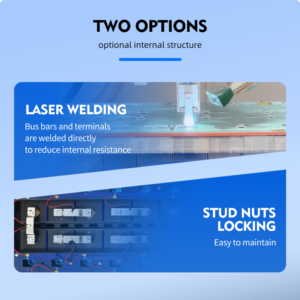 DOCAN ENERGY 32kWh-51.2V-PD battery laser-welded and stud-nut internal structure options