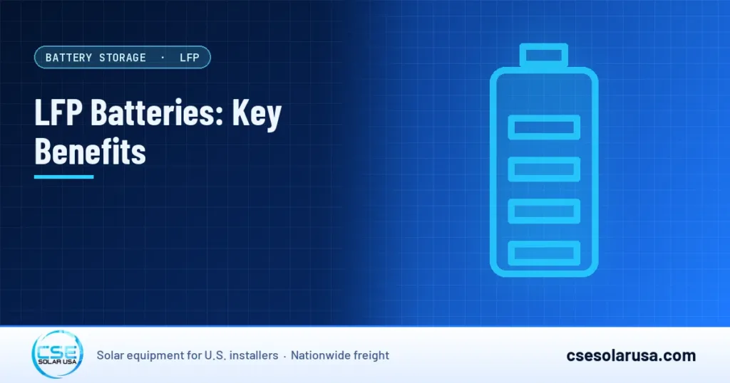 LFP Batteries: Key Benefits — CSE Solar USA blog cover (illustration)