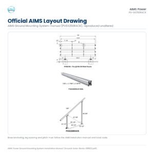 Official AIMS component list and layout for the PV-6X250RACK ground mount solar rack