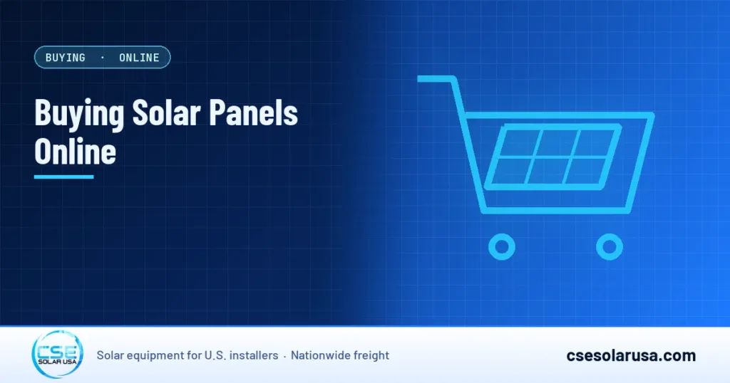 Buying Solar Panels Online — CSE Solar USA blog cover (illustration)