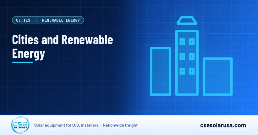 Cities and Renewable Energy — CSE Solar USA blog cover (illustration)