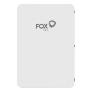 Front view of the Fox ESS Hub G2 200A smart energy management system in a white Type 3R enclosure