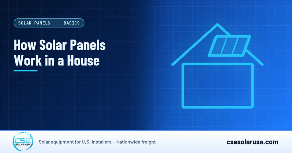 How Solar Panels Work in a House — CSE Solar USA blog cover (illustration)