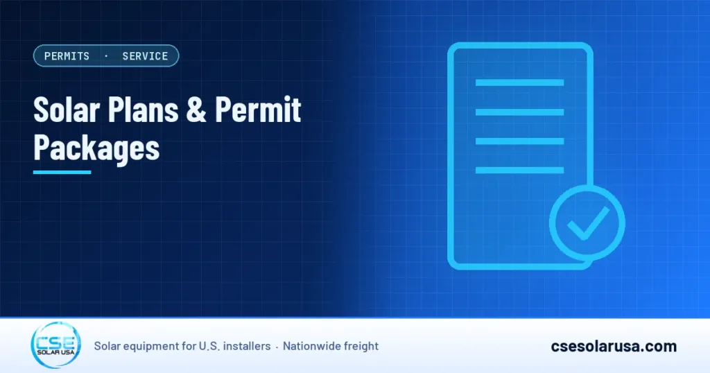 Solar Plans & Permit Packages — CSE Solar USA blog cover (illustration)