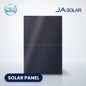 JA Solar JAM54D41-440/MB all-black N-type solar panel with CSE Solar USA and JA Solar logos