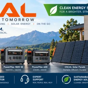 OSCAL portable power stations, expansion batteries and foldable solar panels from CSE Solar USA, authorized OSCAL distributor