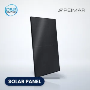 Peimar DR10H450M (FB) full-black solar panel, with CSE Solar USA and Peimar logos