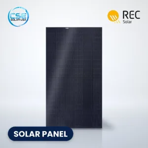 REC N-Peak 3 Black all-black solar panel with CSE Solar USA and REC logos