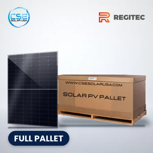 Regitec RMHT54/430AB2 430W Glass-Glass All-Black Bifacial Solar Panel Pallet Quantity – 36 Solar Panels