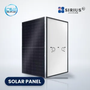 SIRIUS PV ELNSM54M-HC-N-450 450W N-type black solar panel, front and back view, with CSE Solar USA and SIRIUS PV logos