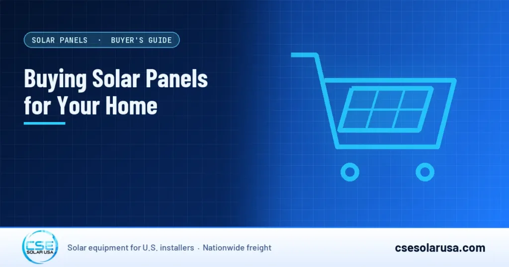 Buying Solar Panels for Your Home — CSE Solar USA blog cover (illustration)