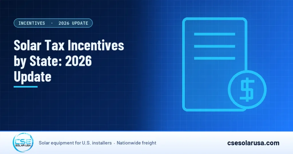 Solar Tax Incentives by State: 2026 Update — CSE Solar USA blog cover (illustration)