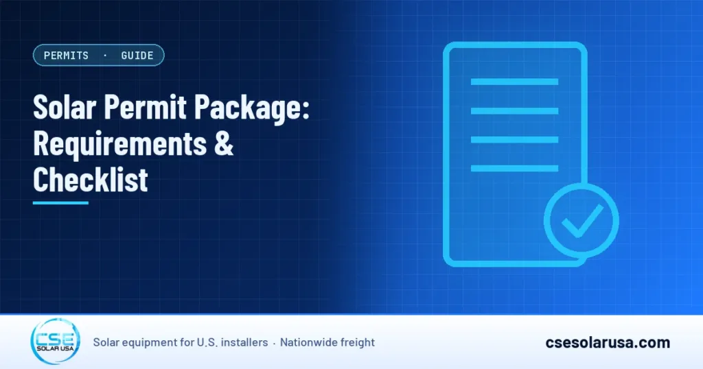 Solar Permit Package: Requirements & Checklist — CSE Solar USA blog cover (illustration)