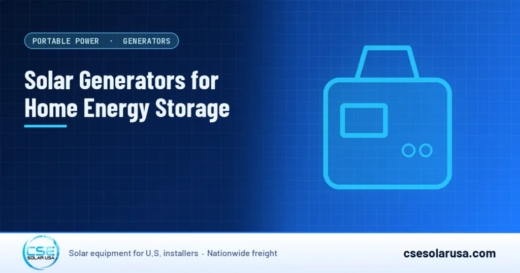 Solar Generators for Home Energy Storage — CSE Solar USA blog cover (illustration)
