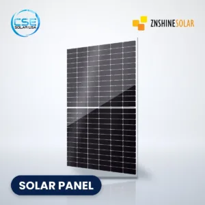 ZNShine ZXM7-UHLDD144 N-type bifacial solar panel with CSE Solar USA and ZNShine Solar logos